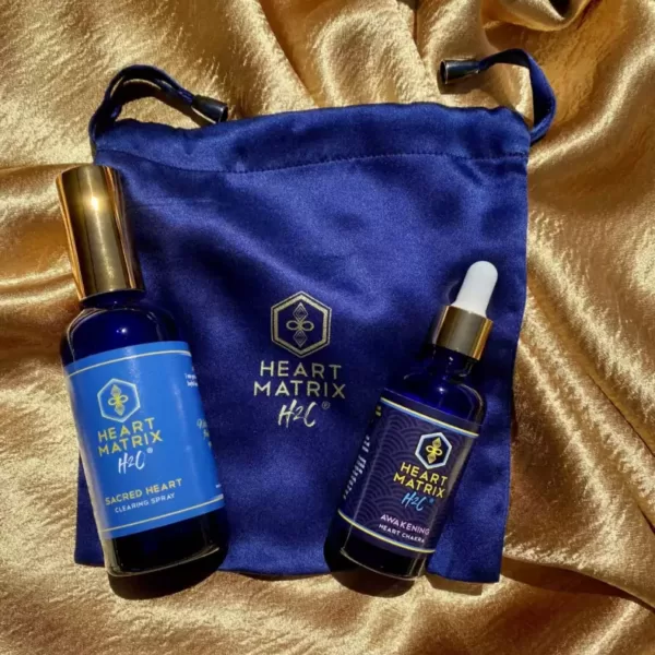 Heart Matrix H2O ® Sacred Heart Chakra Essence, Sacred Heart Clearing Spray with 100% Mulberry Silk Pouch